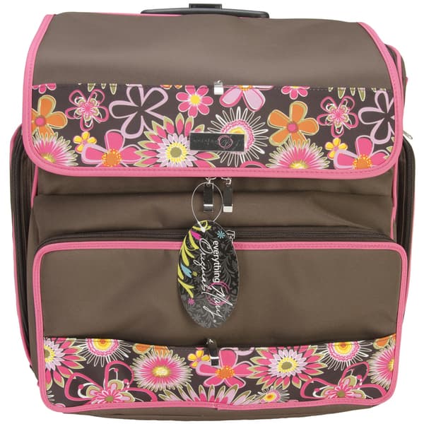 Everything Mary Black Floral Teacher Rolling Tote