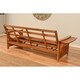 preview thumbnail 9 of 13, Copper Grove Dixie Honey Oak Full-size Wood Futon Frame with Innerspring Suede Mattress