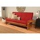 preview thumbnail 3 of 13, Copper Grove Dixie Honey Oak Full-size Wood Futon Frame with Innerspring Suede Mattress