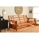 preview thumbnail 8 of 13, Copper Grove Dixie Honey Oak Full-size Wood Futon Frame with Innerspring Suede Mattress