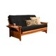 preview thumbnail 13 of 13, Copper Grove Dixie Honey Oak Full-size Wood Futon Frame with Innerspring Suede Mattress Black
