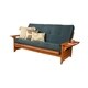 preview thumbnail 14 of 13, Copper Grove Dixie Honey Oak Full-size Wood Futon Frame with Innerspring Suede Mattress Blue