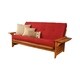 preview thumbnail 15 of 13, Copper Grove Dixie Honey Oak Full-size Wood Futon Frame with Innerspring Suede Mattress Red