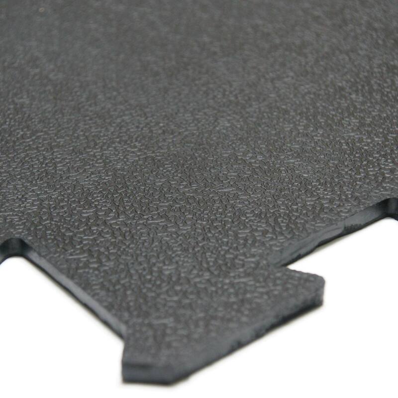 Rubber-Cal 'Armor Lock' Interlocking Rubber Mat 3/8 x 2ft. x 2ft Black Rubber Tiles - (4 Pack, Covers 16 Square Feet) - 24x24