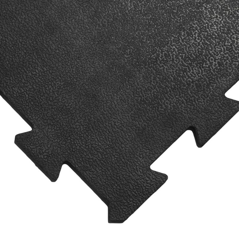Rubber-Cal 'Armor Lock' Interlocking Rubber Mat 3/8 x 2ft. x 2ft Black Rubber Tiles - (4 Pack, Covers 16 Square Feet) - 24x24