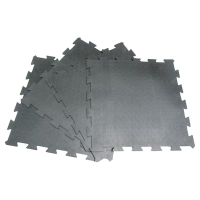 Rubber-Cal 'Armor Lock' Interlocking Rubber Mat 3/8 x 2ft. x 2ft Black Rubber Tiles - (4 Pack, Covers 16 Square Feet) - 24x24
