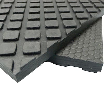 Rubber-Cal Maxx-Tuff Floor Protection Mats - 1/2" Thick Rubber Matting - Available in 3 Sizes -Black - 36 x 48