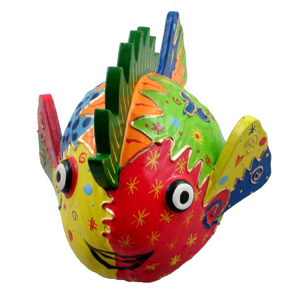 Colorful Coconut Fish Decorative Art, Handmade in Indonesia