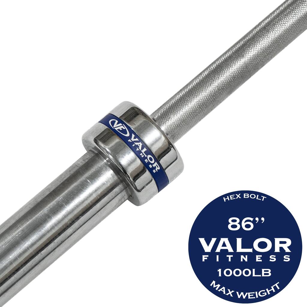Valor Fitness OB-86-1000 Men’s Chrome Olympic Bar with Hex Bolt – Ideal for Bench Press and Squats