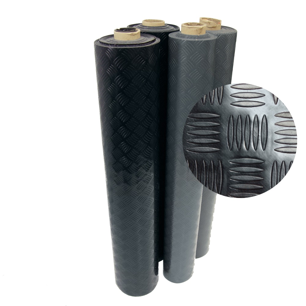 Rubber-Cal Diamond-Grip Rubber Runner Mats - 2mm thick x 4ft. Wide Rubber Runners 2 Colors Available in 17 Lengths - 48 x 132