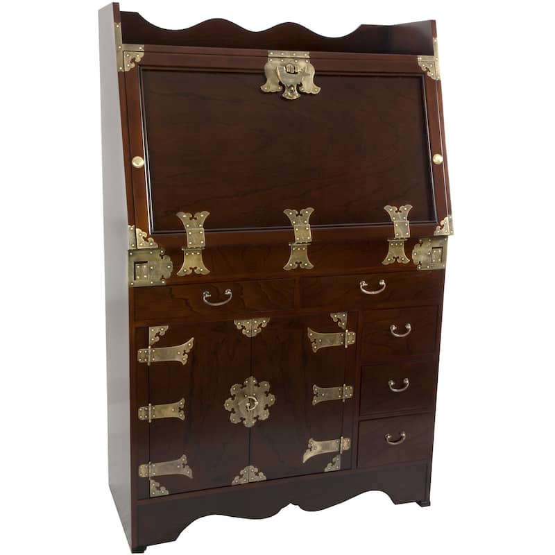 Handmade Korean Antique Style Drop Leaf Secretary Desk (Korea)