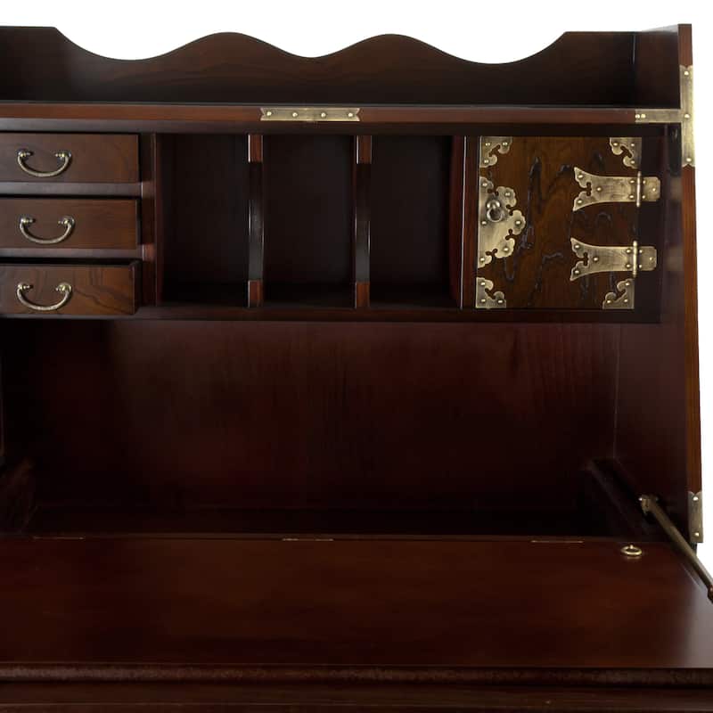Handmade Korean Antique Style Drop Leaf Secretary Desk (Korea)