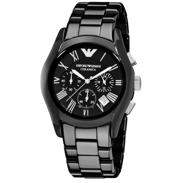 Shop Emporio Armani Men's AR1400 'Valente' Chronograph Black Ceramic