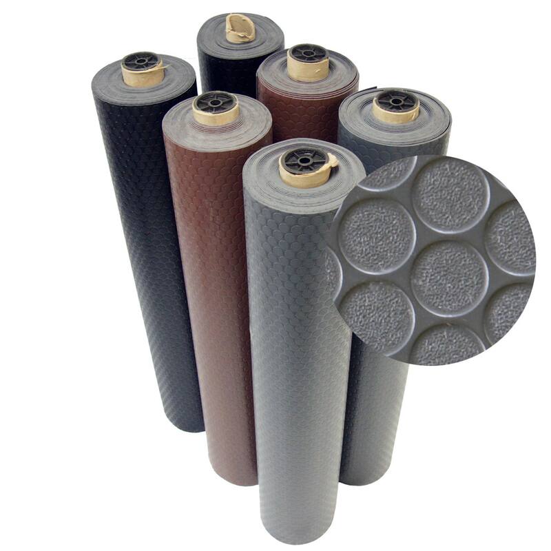 Rubber-Cal Coin-Grip Rubber Flooring Rolls - 2mm thick x 4ft. Wide Rubber Rolls - 48 x 420 - 48 x 48 - Black