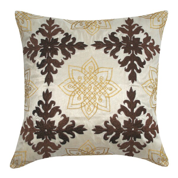 Shop Handmade Medallion Embroidered Decorative Throw Pillow (India