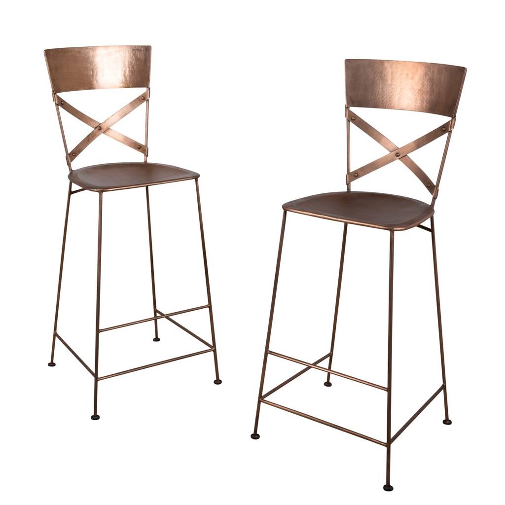 Handmade Set of 2 Jabalpur Copper Bar Stools (India)