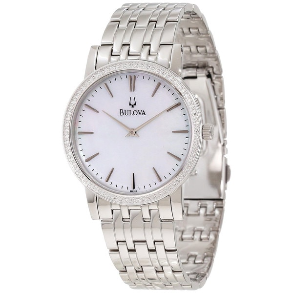 Bulova Men's Classy 96E110 Silver Stainless Steel Quartz Watch with Mother Of Pearl Dial Bulova Men's Bulova Watches