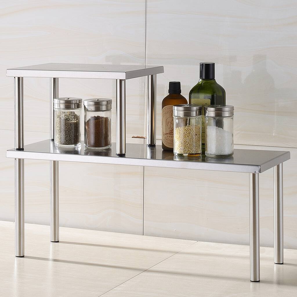 Cook N Home 2-Tier Stainless Steel Counter Storage Shelf Organizer, Rectangle