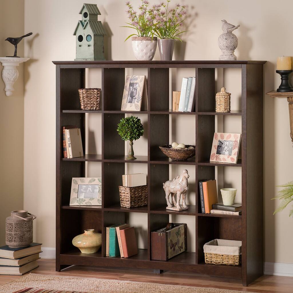Bush Furniture Buena Vista 16 Cube Bookcase in Madison Cherry