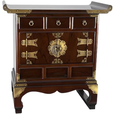 Handmade Korean Antique Style 3 Drawer End Table Cabinet (Korea)