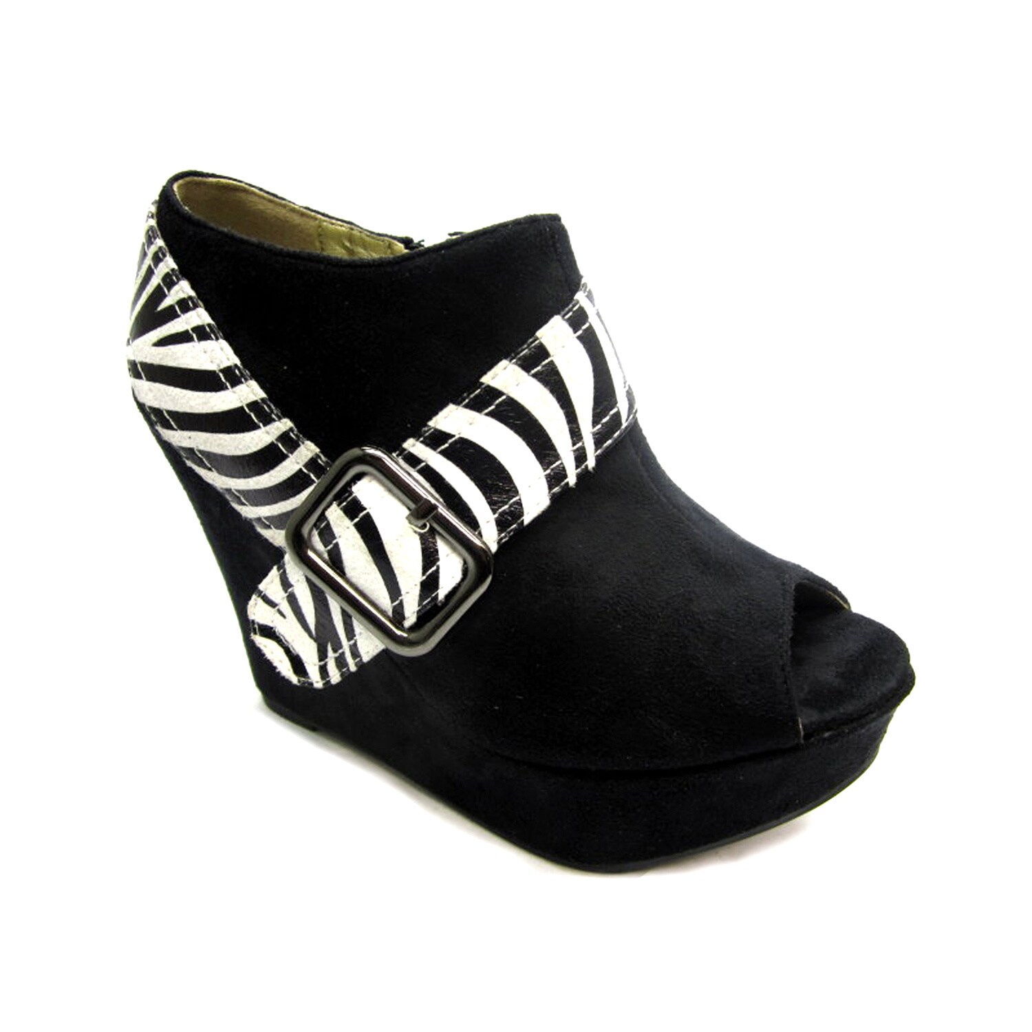 zebra wedge heels