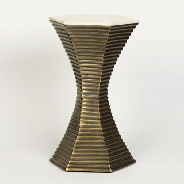 Shop Handmade White Stone Top End Table (India) Free Shipping Today