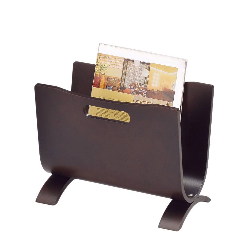 Contemporary Dark Walnut Wooden Magazine Rack