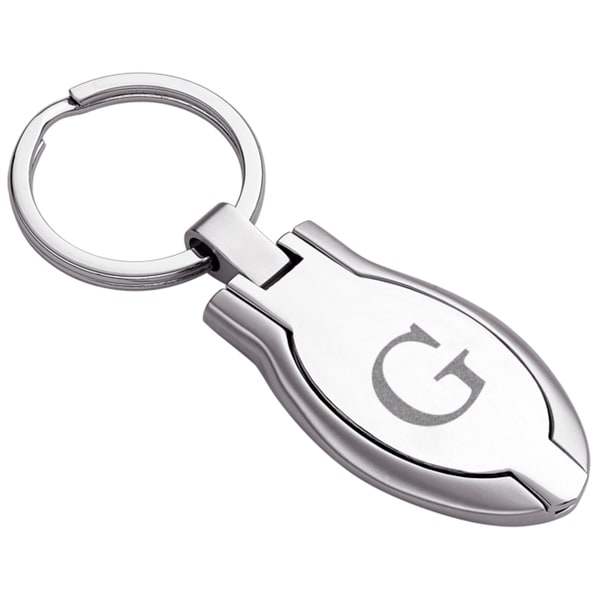 Engraved Initial Oval Photo Frame Keychain Keyrings