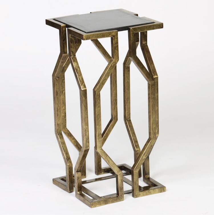 Geometric End Table with Granite Top