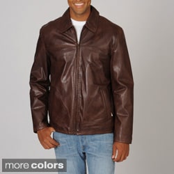 Whet blu Men's Black Shirt Point Collar Leather Jacket - Free Shipping ...