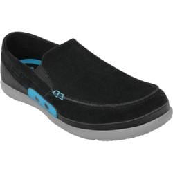 Men's Crocs Walu Accent Suede Loafer Black/Electric Blue Crocs Slip ons