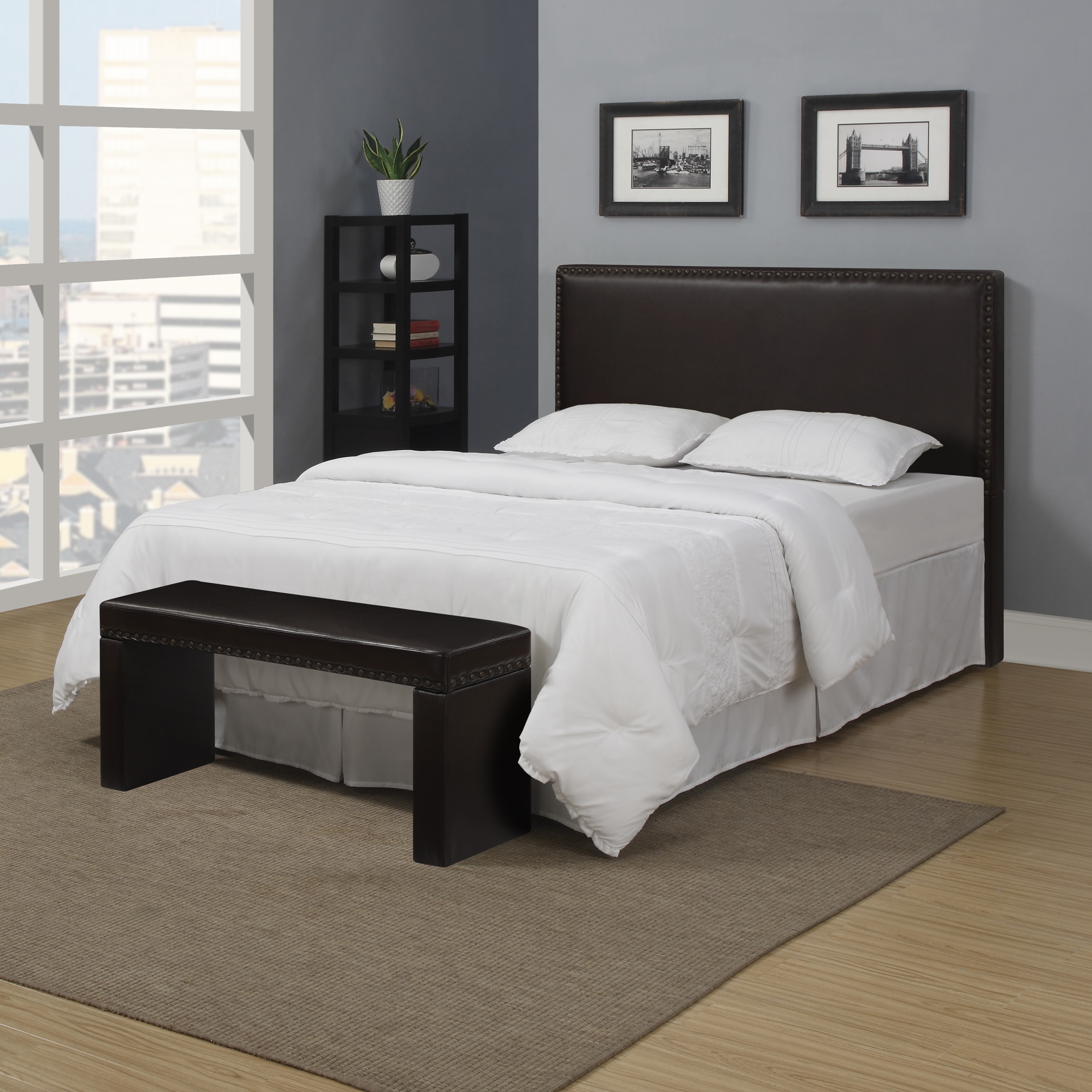 Portfolio Upton Brown Renu Leather Full/queen Headboard And Bench Set