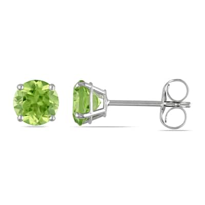 Miadora 14k White Gold Peridot Stud Earrings