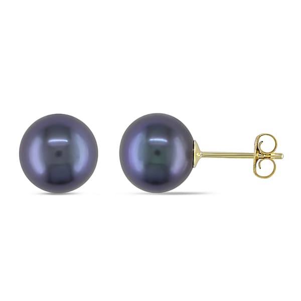 Miadora 10k Yellow Gold Cultured Black Pearl Stud Earrings (8 8.5 mm) Miadora Pearl Earrings