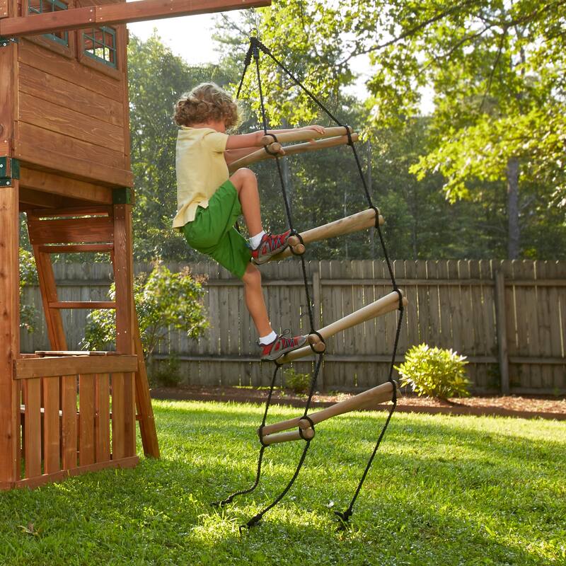 Swing-N-Slide Triangle Rope Ladder with Black Nylon Ropes - 22" W x 22" L x 92" H
