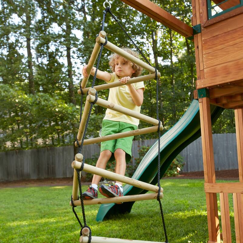 Swing-N-Slide Triangle Rope Ladder with Black Nylon Ropes - 22" W x 22" L x 92" H