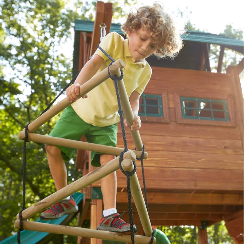 Swing-N-Slide Triangle Rope Ladder with Black Nylon Ropes - 22" W x 22" L x 92" H