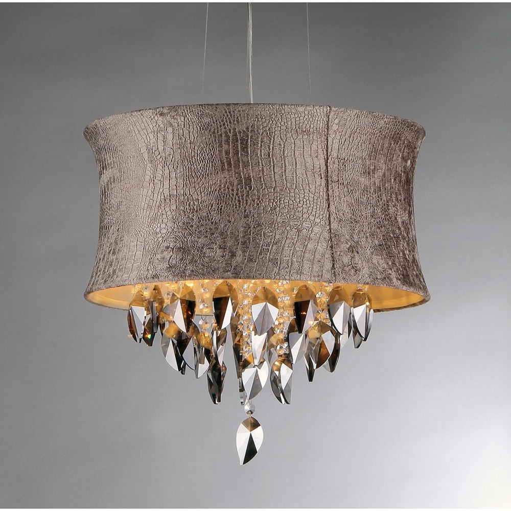 Silver Velvet Fabric Crystal Chandelier (Gator Ring Crystal Chandelier) - Chandeliers For Bedrooms by Overstock.com