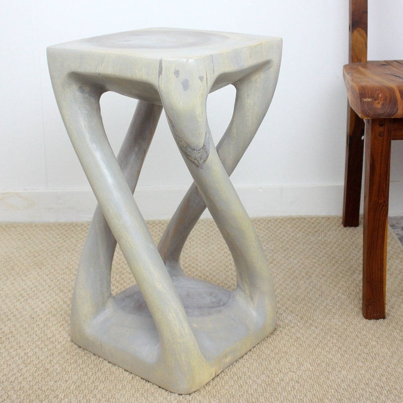 Handmade Eco Wood Vine Twist Stool/End Table (Thailand) - 12" x 12" x 22"
