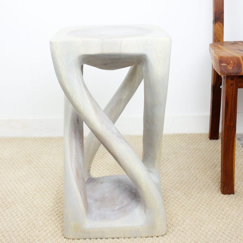 Handmade Eco Wood Vine Twist Stool/End Table (Thailand) - 12" x 12" x 22"