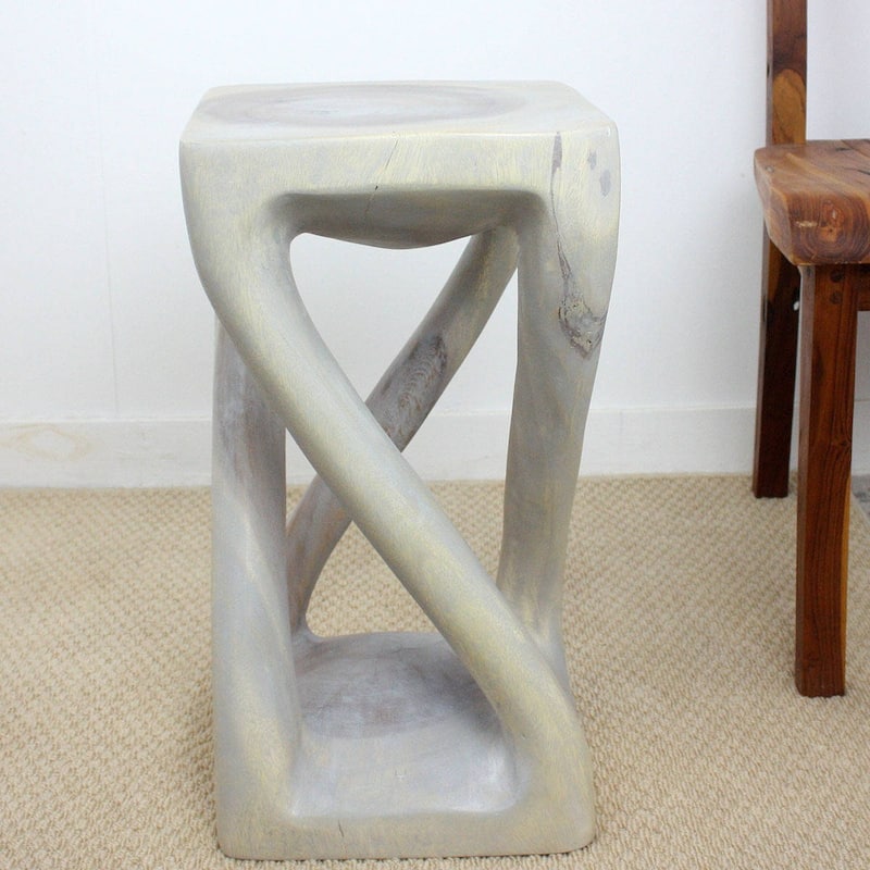 Handmade Eco Wood Vine Twist Stool/End Table (Thailand) - 12" x 12" x 22"