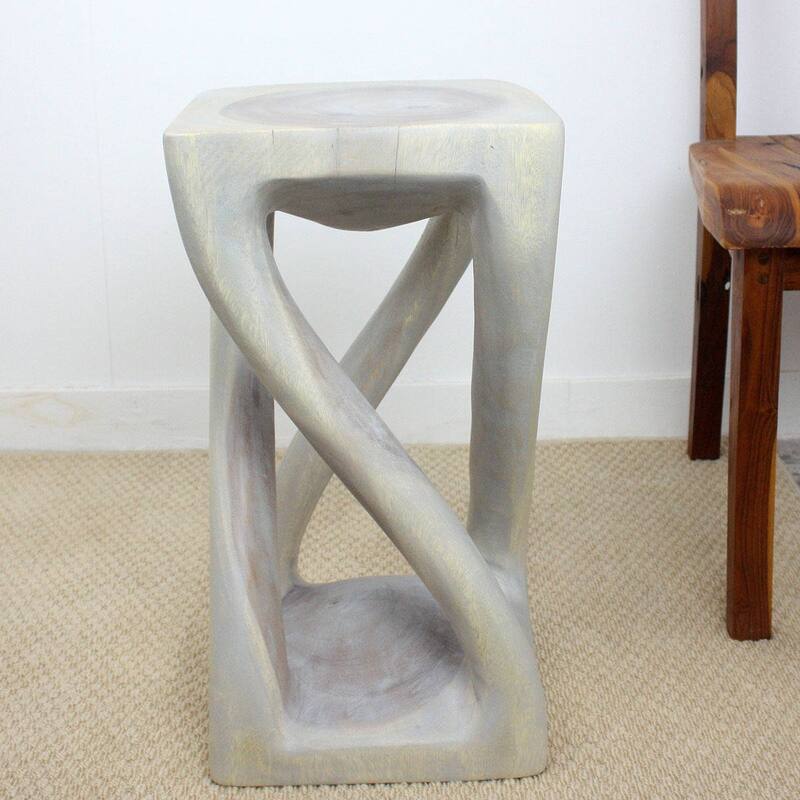 Handmade Eco Wood Vine Twist Stool/End Table (Thailand) - 12" x 12" x 22"
