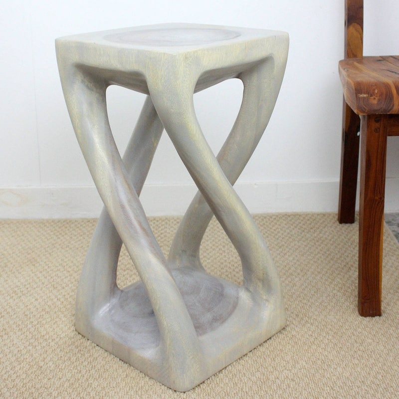 Handmade Eco Wood Vine Twist Stool/End Table (Thailand) - 12" x 12" x 22"