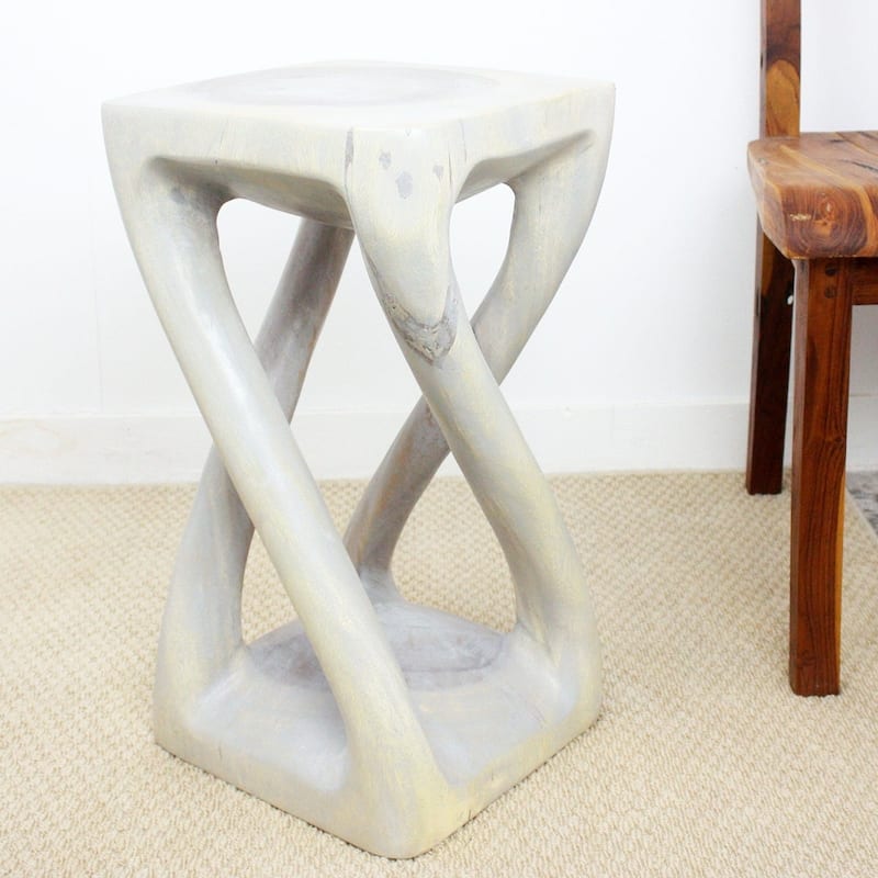 Handmade Eco Wood Vine Twist Stool/End Table (Thailand) - 12" x 12" x 22"