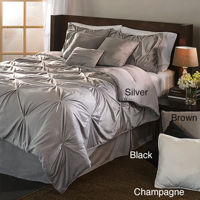 Microplush Pintuck 7-piece Comforter Set - Brown - Full