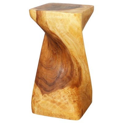 Haussmann Handmade Wood Single Twist Stool End Table 12 in SQ x 24 in H Oak Oil - 12 x 12 x 24
