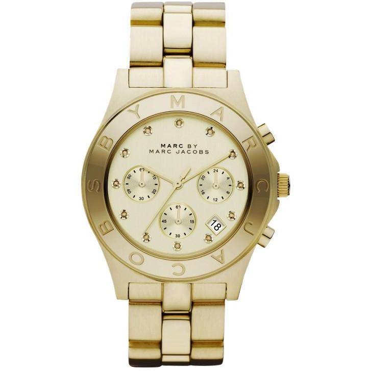 Marc Jacobs Women's MBM3101 'Blade' Glitz Chronograph Goldtone Watch