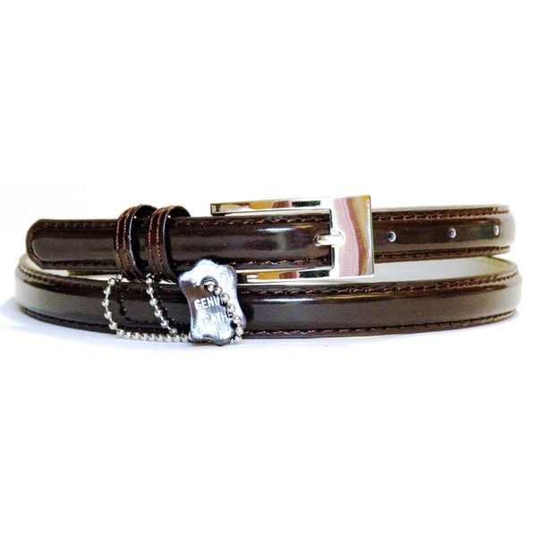 Shop Women&#39;s Brown Patent Leather Skinny Belt - Overstock - 8246902
