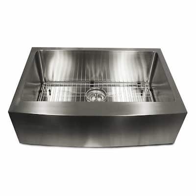 Stainless Steel 30-inch Apron Kitchen Sink with grid and drain