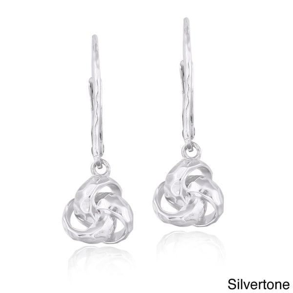 Mondevio Sterling Silver Rope Design Love Knot Flower Dangle Leverback